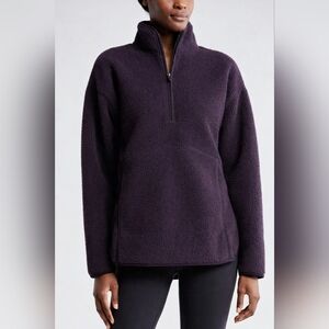 ZELLA Faux‎ Shearling Colorful Quarter Zip Purple Jacket Size L